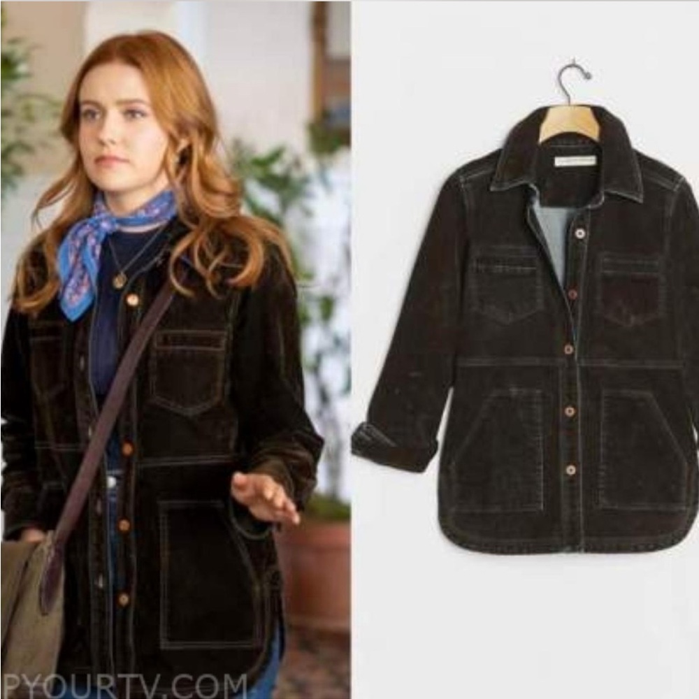 Pico Flocked Velvet Denim Shirt Jacket